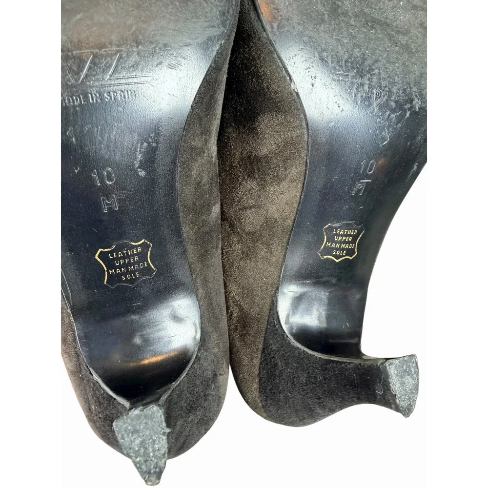 Vintage 90s Suede Kitten Heels JAZZ Made in Spain Brown Pointed Toe Pumps 10‎ M